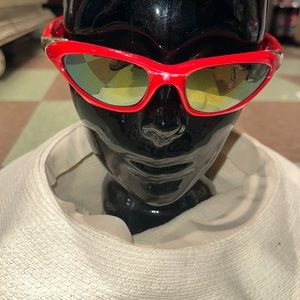 Vintage y2k Oakley scar sunglasses red with amber polarized lenses RARE